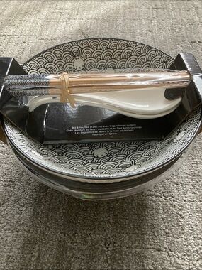 SH Home Noodle Bowl With Chopsticks and Spoon Set 43oz